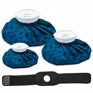 BYXAS Ice Pack Bags with Wrap for Injuries Reusable, Cold Pack Water Bag Hot Bag for Pain Relief, Leak-Proof Elastic Ice Bag