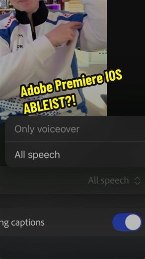 Here’s a quick demonstration of ableism in content creation. Do you ever wonder why there aren’t more people making content in sign language? Well first, there are lots of us! Just gotta find us before we get burnt out for doing three times the work of our hearing/speaking peers. But it’s harder for people who don’t voice to make accessible content for signing impaired people. Look at Adobe’s new Premiere app for IOS. Captions can only be generated by first creating a voiceover. You can try to w