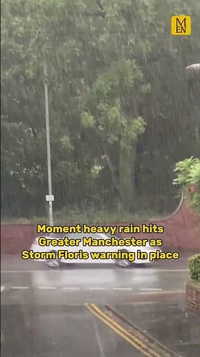 Moment heavy rain hits Greater Manchester as Storm Floris warning in place