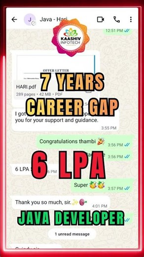 7 Years Career Gap to Java Developer | 6 LPA Success Story | Kaashiv infotech Placement