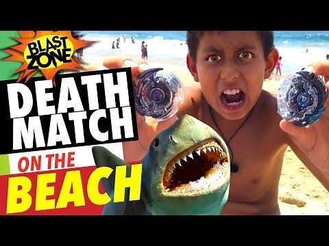 Beyblade Burst Deathmatch on the Beach! Dark vs. Killer Deathscyther Takara Tomy Beyblade Battle!