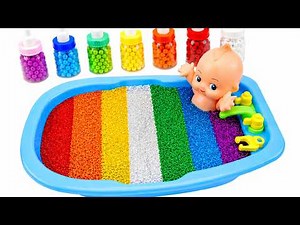 Satisfying Video l Mixing All Store Bought Slime Smoothie into Bathtub Baby ASMR | Strawberry ASMR