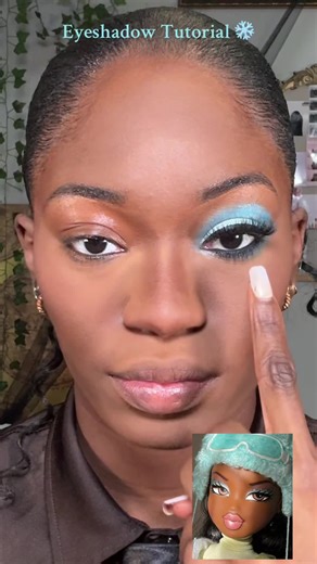 Frosty Bratz Eyeshadow Tutorial ❄️ #bratz #bratzmakeup #darkskinmakeup #blackgirlmakeup #wintermakeup