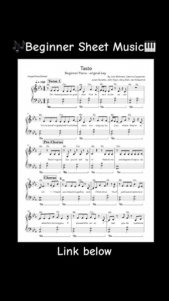 Sabrina Carpenter's 'Taste' Piano Tutorial for Beginners