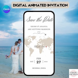 Destination Wedding Save the Date With Map Invitation. Digital Animated Overseas Wedding Invite. DIY Editable Template. Change Location. - Etsy UK