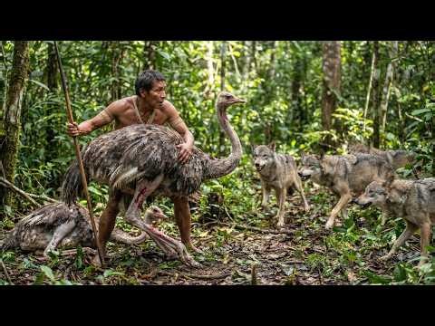 Huaorani Tribe’s Most Intense Jungle Rescue: Injured Young Ostrich Surrounded Wolves in the Amazon