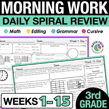 3rd Grade Math Review Packet, Daily Math Morning Work, Homework, Spiral Review