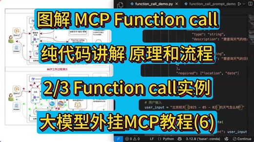 大模型外挂MCP教程(6):图解Function calling和MCP的原理和流程，详细代码讲解 小白教程(3-2)