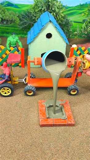 🔥 Mini Tractor REAL Cement Pillar Making with Bricks 😱 | DIY Working Model #shorts #youtubeshorts