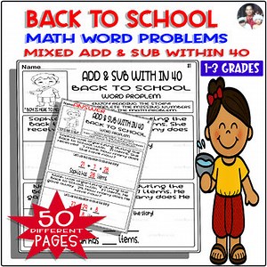 Back to School Mixed Addition and Subtraction Word Problems Within 40 - Now Goal