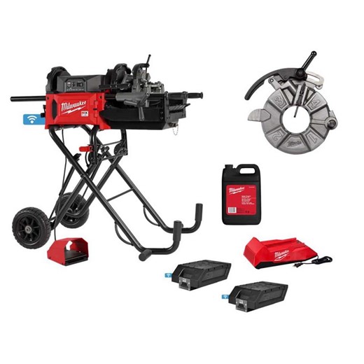 Milwaukee MX FUEL Lithium-Ion Cordless 1/2 in. to 2 in. Pipe Threading Machine w/BSPT Auto-Releasing Die Head w/Micro Adjustments MXF512-2XC-49-16-5103 - The Home Depot
