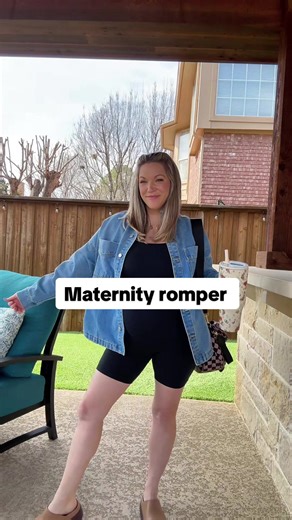 One of the most comfortable things to wear while pregnant! Wearing a M #maternity #maternityromper #pregnantfashion