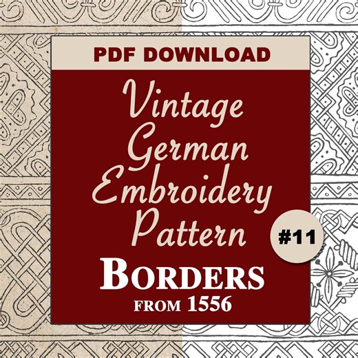 Vintage German Embroidery Border Patterns, Restored in Printable PDF Download (11) - Etsy
