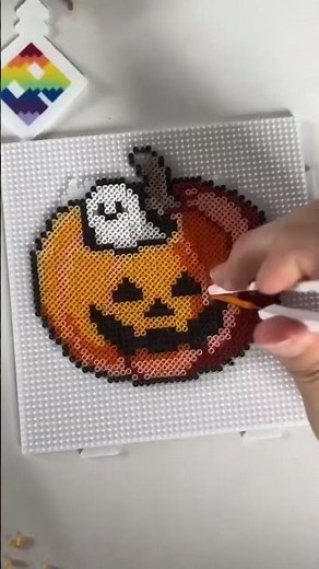 DIY Halloween Pumpkin With Pixie Beads | Cute Mini Bead Art & Pixel Design #hamabeads #perlerbeads