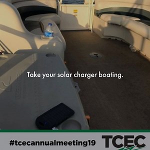 Solar charger goes boating. Take your solar charger with you. ~ Member courtesy | Tri-County Electric Cooperative, Inc.