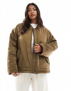 ASOS DESIGN Curve MA1 clean bomber jacket in khaki | ASOS