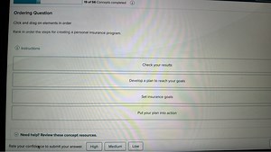 Rank in order the steps for creating a personal insurance progr... | Filo