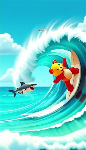 Shark Surfing #gummy bear #viral #trending #shorts