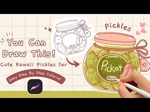 How to Draw a Cute Kawaii Pickles Jar 🥒 | Easy Step by Step Tutorial