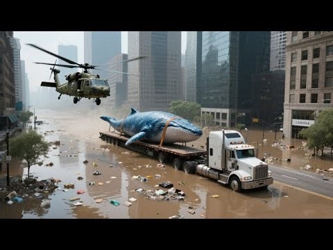 Dramatic Rescue of a Blue Whale Stranded by Floodwaters