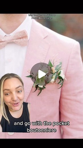 Blushing Blooms Floral Design on Instagram: "Traditional boutonnières are hard to put on, fall off easily, and can end up poking the wearer all night long! Pocket boutonnières are a great alternative because they don’t need pins or magnets to stay on. You simply slide the boutonnière into the front pocket and call it a day! #boutonniere #weddingflowers #weddingideas #flowerstagram #weddingplanning #weddingflorist #bridalbouquet #engaged #engagement"