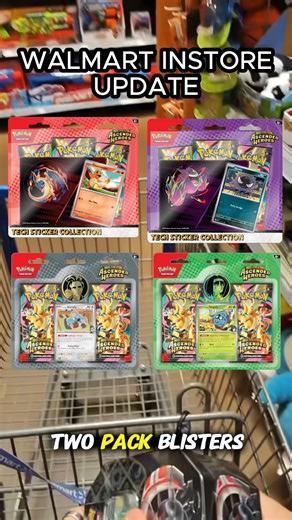 🚨 WALMART POKÉMON ALERT 🚨 Ascended Heroes 2-Pack Blisters and Sticker Collections are starting to hit Walmart as early as Jan 29 👀 💰 Retail: • $11.97 — 2-Pack Blister • $19.97 — Sticker Collection These are rolling out store by store, not all at once — and once they touch shelves, they go FAST. I’m using in-store stock checkers early alerts so I know which Walmarts have them before I even walk in. If you want to use the same tools and stop missing drops, 💬 comment “WALMART” and I’ll send yo