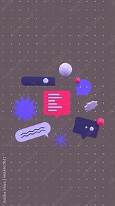 3D Animated Speech Bubble In Vertical Video. Communication, Chatting, Conversation, Dialog, Social Media Concept. Chat Bubbles Background. Suitable For Advertisement and Social Media Content. Stock Video