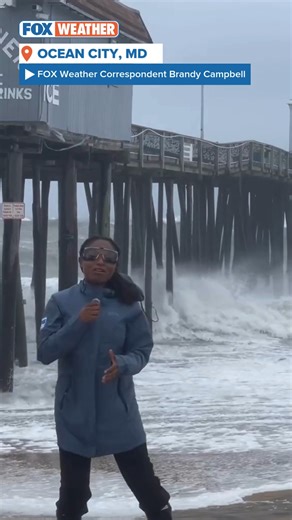78K views · 581 reactions | ANGRY OCEAN  FOX Weather Correspondent Brandy Campbell is on the beach in Ocean City, Maryland, where people are watching the ocean from afar as Hurricane Erin churns up the sea and brings gusting winds. | FOX Weather | Facebook