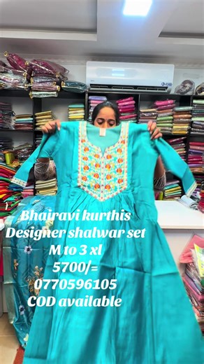 💙🩵New arrivals🩵💙 Designer shalwar set M to 3 xl 5700/= 0770596105 COD available #cotton #foryoupage #trending #long @bhairavicloset @Bhairavi Adornments