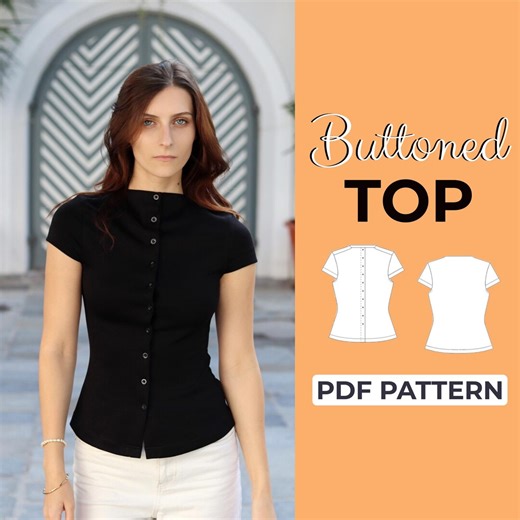 Buttoned Blouse Sewing Pattern | Short Sleeve Fitted Blouse | Pattern + Detailed Illustrated Instructions | XXS - 7XL | A0, A4 & Us-letter - Etsy