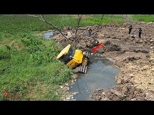 Incredible Dozer Fail In Water And Technical Skill Help Successful Out In Water By Heavy Crane Dozer