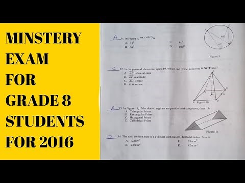 Grade 8 Mathematics Ministry Answer exam 2016 | 2024| የ8ኛ ክፍል ሂሳብ ፈተና /2016