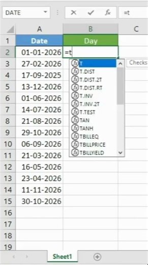 Extract WEEKDAY from the DATE. #exceltips #exceltricks #exceltutorial