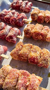BOMBETTE PUGLIESI “little bombs” 🇮🇹❤️ 1.5kg pork shoulder (capocollo), sliced thin Caciocavallo or provolone cheese, cut into small cubes Thinly sliced pancetta Breadcrumbs mixed with grated parmigiano reggiano (optional) Directions: Slice the pork shoulder thin or ask your butcher to. Place pancetta and a cube of cheese on the sliced pork. Fold the sides in and roll tightly so the cheese stays sealed inside. If you like a little extra crunch, roll some in the breadcrumbs mixture. Arrange on a