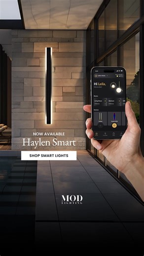The Haylen Smart LED Wall Light combines sleek design with app-powered convenience. Adjust brightness, color temperatures, set schedules, or create personalized scenes—all through the MOD Smart Home App. Built with durable, weather-resistant materials and energy-efficient LEDs, it’s the perfect upgrade to elevate your home’s curb appeal and ambience. | MOD LIGHTING