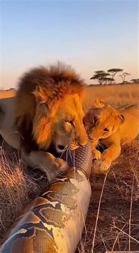 What will the lion discover inside the python A surprising twist awaits