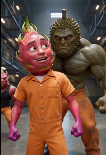 Officer Cucumber brought backup then the whole prison went dark #madewithcantina #emotionalstory #aistory #fruitstory