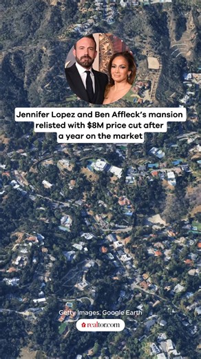 501K views · 387 reactions | Jennifer Lopez and Ben Affleck's former Beverly Hills mansion they resided in during their marriage has hit the market again, this time with an $8 million price slash. The exes, who tied the knot in July 2022 and split in January 2025, are once again trying to offload the expansive dwelling as property records reveal the home has been relisted with an asking price of $52 million. Tour the home: https://rltor.cm/m6qwrw | Realtor.com | Facebook