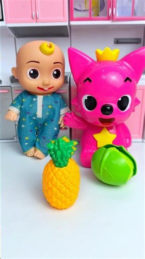 Cocomelon & Pinkfong Eating Pineapple Toy | Satisfying ASMR Unboxing #shorts
