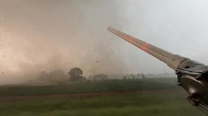 Check out this slow motion video of the air cannon launching a Lagrangian parachute probe into a #tornado near Athens, Alabama on May 20, 2025. The use of an air cannon to deploy a parachute probe from inside the #tornado is ideal, since we can sample the hard-to-achieve near-ground thermodynamics and wind of a tornado before the probe is carried upward and upscale. The sensor sampled a spectrum of vortex scales from suction vortex to tornado cyclone to mesocyclone, but we only received live dat