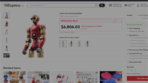 $6,800 for a humanoid robot!! Unitree isn't just competing; they're resetting the entire market.The Unitree R1 Humanoid Robot is now available for pre-order on AliExpress for global buyers. Starting price of $6,806; deliveries are scheduled to begin on June 30th.4'0" (123 cm) tall, 63.9 lb (29 kg).- R1 AIR (Base Trim): 20 Degrees of Freedom (DOF).- R1 & R1 EDU: 26 DOF (includes additional DOF in the waist and head).- R1 EDU: Only model that supports custom software installation and provides full