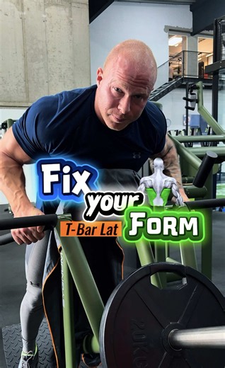 T-bar row form for lats — 45° grip, chest placement, elbows