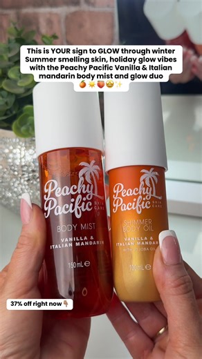 This vanilla and Italian mandarin duo is body mist and glow duo is EVERYTHING 🤌🏽🍊✨@Peachy Pacific #bodymist #glowyskin #summerskin #vanillalovers #tiktokmademebuyit