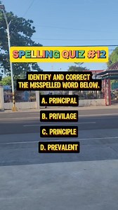 1.3K views · 62 reactions | Spelling Quiz #12. #grammarchallenge #grammarlesson #grammarquiz #grammar #englishlearning #learningenglish #englishisfun #englishlesson #reels #reelsviral #viralreels #viralreelsfbpage #spelling #SpellingQuiz #spellingchallenge #spellingbee | Learn English | Facebook