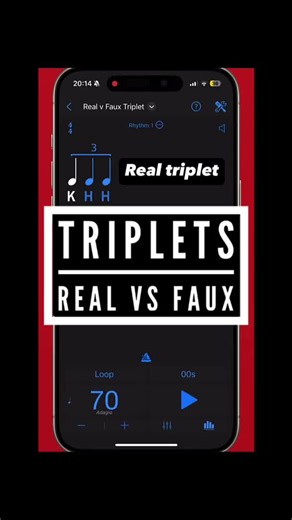 Some people struggle playing true triplets and instead played two dotted notes followed by a regular note. This is how real triplets sound when played next to faux triplets.