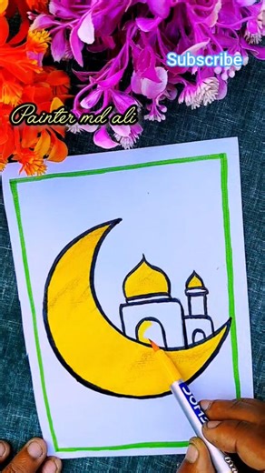 🌺✨Amazing Masjid Artwork Made Easy 🕌🌱 #art #shorts #islamicart