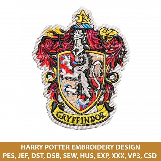 Gryffindor Crest Embroidery Design Harry Potter