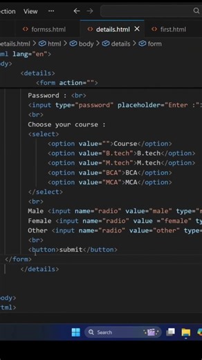 Hidden HTML Trick 😱 details Tag Explained #webdevelopment #html #shorts