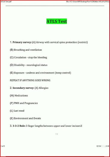 Atls Test Questions And Answers Verified Answers581update video