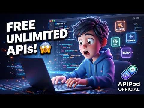 APIPod FREE API Keys 😱 Unlimited FREE Claude, GPT, Gemini, Sora APIs (100+ Models, No Limits)